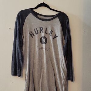 Hurley Black and Gray Logo Raglan Tee